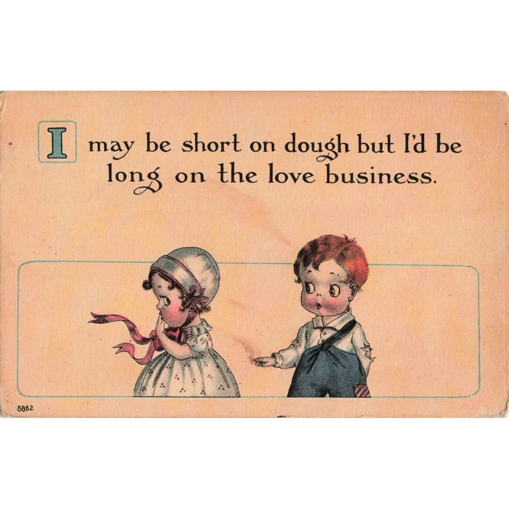 Vtg 1917 Bergman Quality Postcard Comic Children Love Business 8862 RPPC - Picture 1 of 2